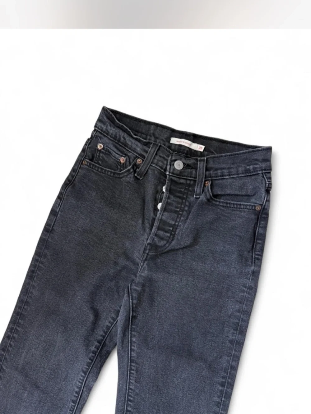 Levi’s Wedgie Straight Black Jeans High Rise Button Fly Vintage Style - Picture 4 of 7
